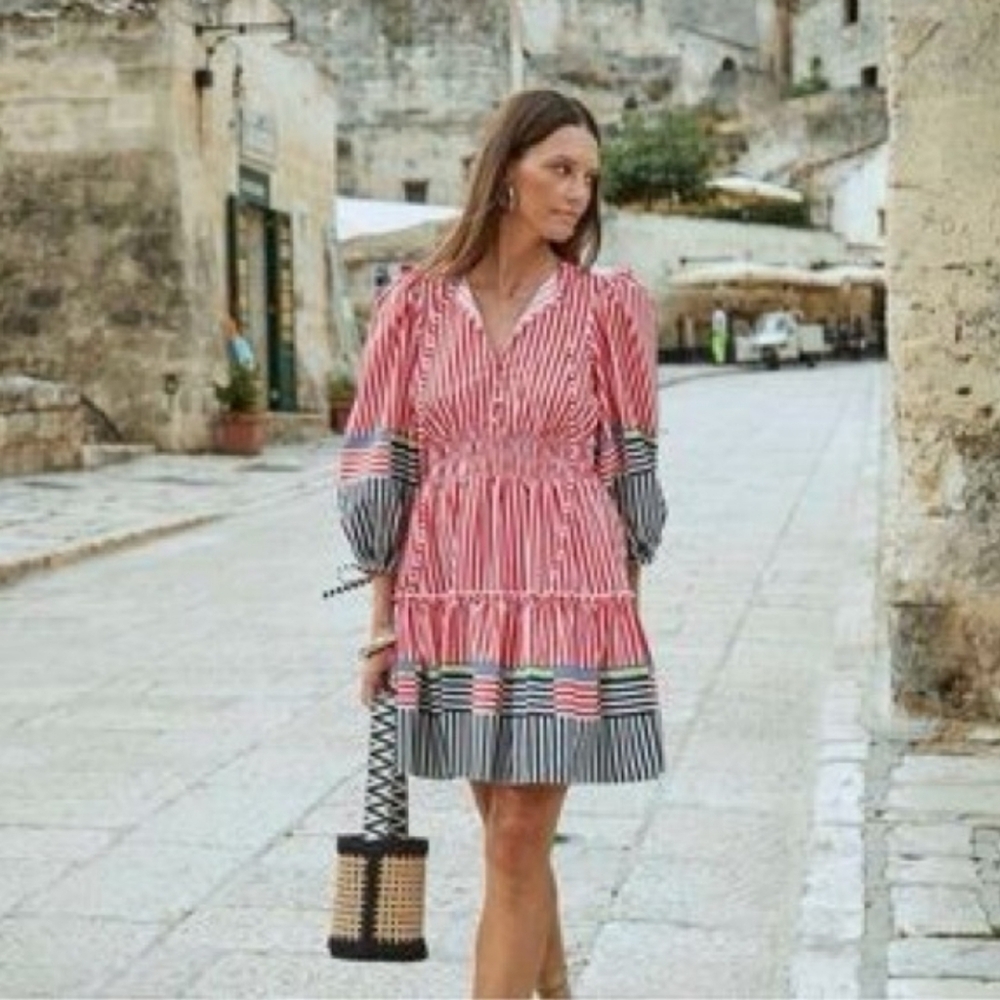 Hunter Bell Ellison Dress in Red Stripe Size Medium - Picture 5 of 7